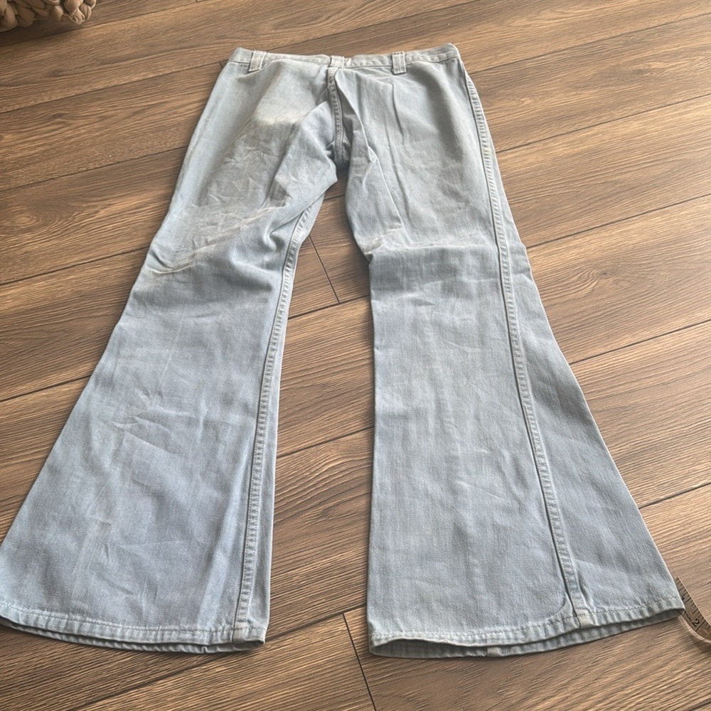 light blue "Hillbilly" bell bottoms flared jeans from the 1960s & 1970s disco - Picture 7 of 12